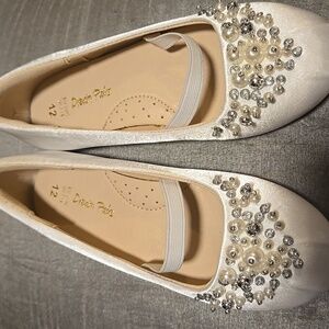 Elegant White Embellished Flats